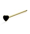 Black Heart Silver Straight Nose Stud NSKA-357CL